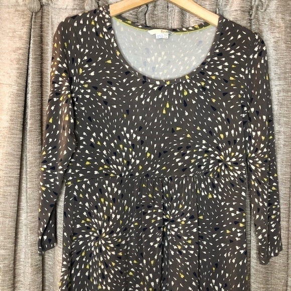 Boden Three Quarter Sleeve Gray & Yellow Abstract Print Tunic Size 10 - Picture 4 of 14